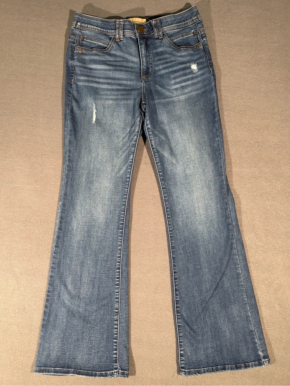 Democracy "Ab"solution Distressed Flare Blue Denim Jeans Women’s Size 8